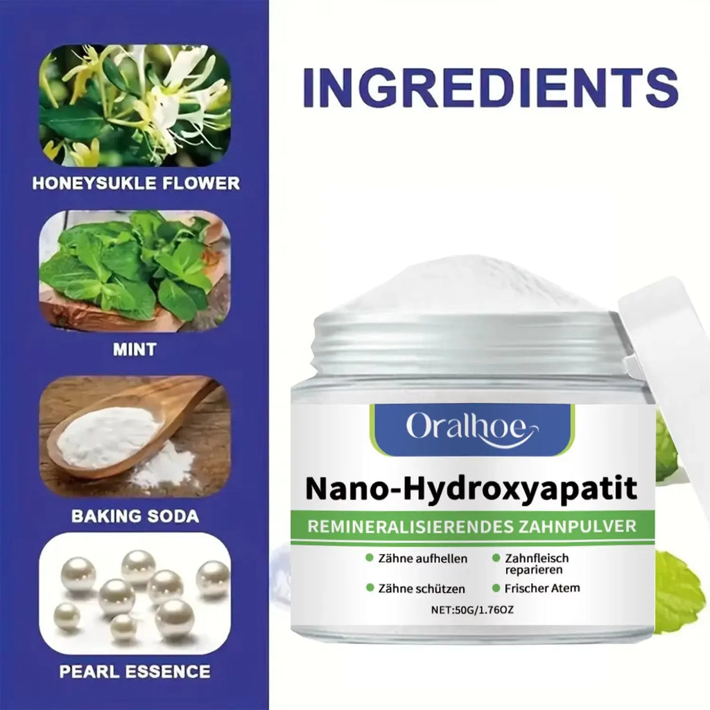 Nano-Hydroxyapatite Whitening Tooth Powder — Enamel Repair & Deep Clean