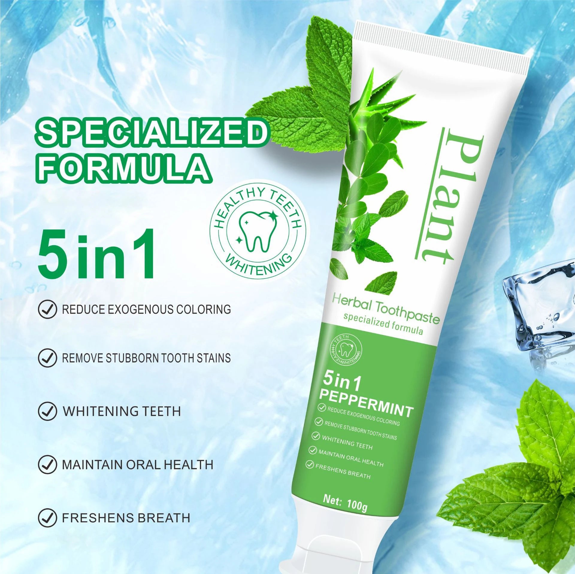 Hydroxyapatite Whitening Toothpaste — Gentle Mint, Stain Removal & Fresh Breath