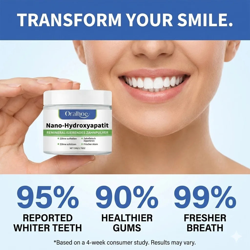 Nano-Hydroxyapatite Whitening Tooth Powder — Enamel Repair & Deep Clean