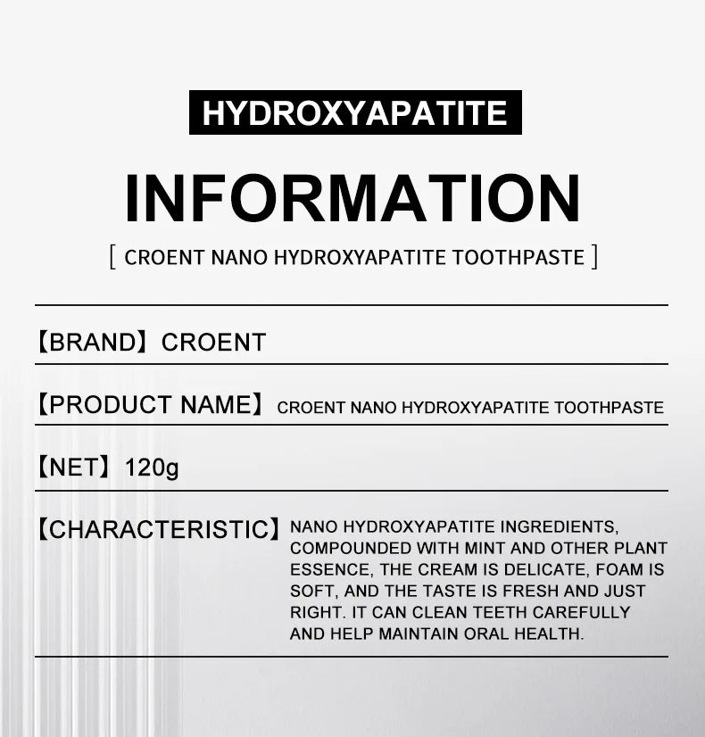 Hydroxyapatite Whitening Toothpaste — Gentle Mint, Stain Removal & Fresh Breath