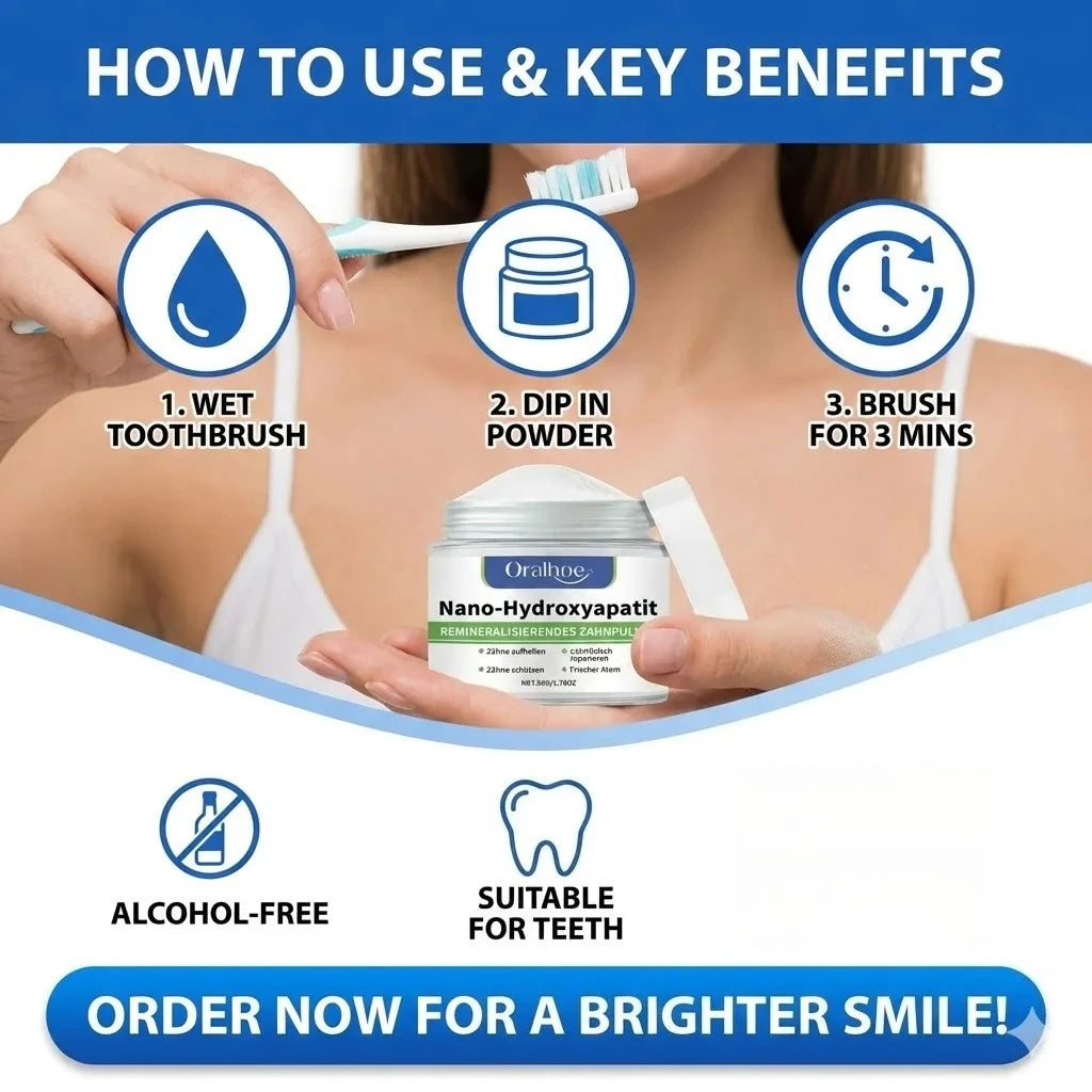 Nano-Hydroxyapatite Whitening Tooth Powder — Enamel Repair & Deep Clean