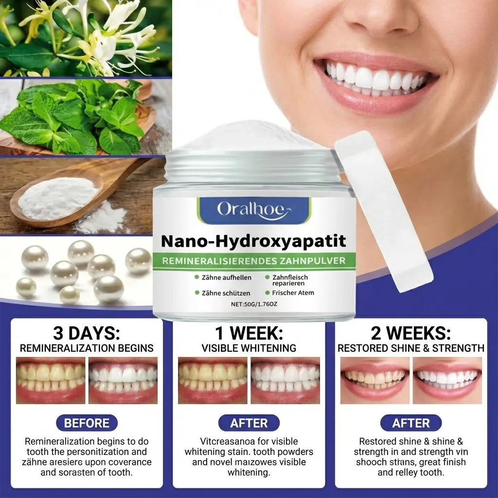 Nano-Hydroxyapatite Whitening Tooth Powder — Enamel Repair & Deep Clean